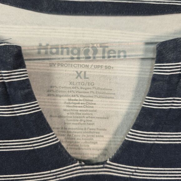 HANG TEN Short Sleeve Knit Dress Women's Size XL Navy Stripe UPF 50+ Beach - Picture 2 of 10